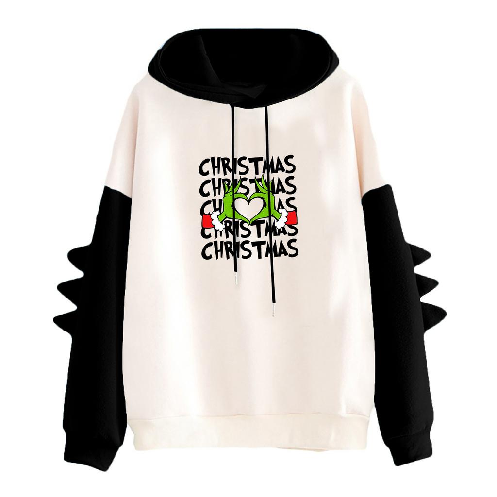 Women's Printed Contrasting Dinosaur Loose Casual Hoodie