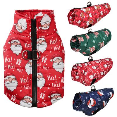 Winter Hondenkleding Kerst Nieuwjaar Jas Voor Kleine Honden Vest Katten Jas Kostuum Kerstman Print Feest Outfit Huisdierbenodigdheden