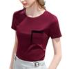 Women's Cotton Stitching Contrast Color T-shirt Spring and Summer New Slim Round Neck Thin Top