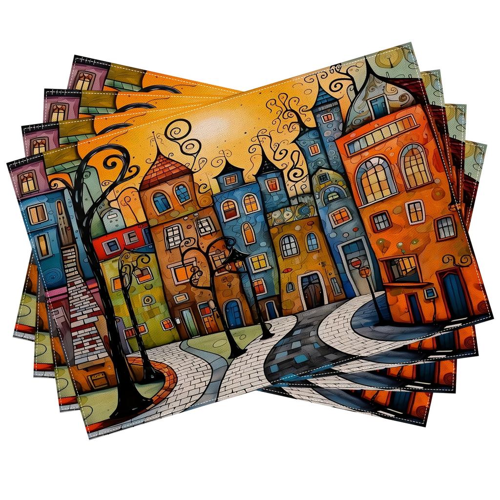 1 Stück Buntes Ölgemälde Design, Rechteckige Tischsets für Esszimmer, Zuhause, Restaurant, Camping