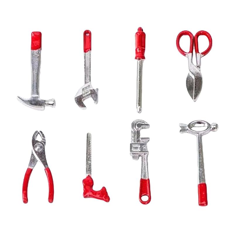 1 set de obiecte de decorare pentru fotografie 1: 12 Miniatură din lemn multifuncțională din metal, cutie de instrumente pentru casă de păpuși, mini trusă de instrumente ornament