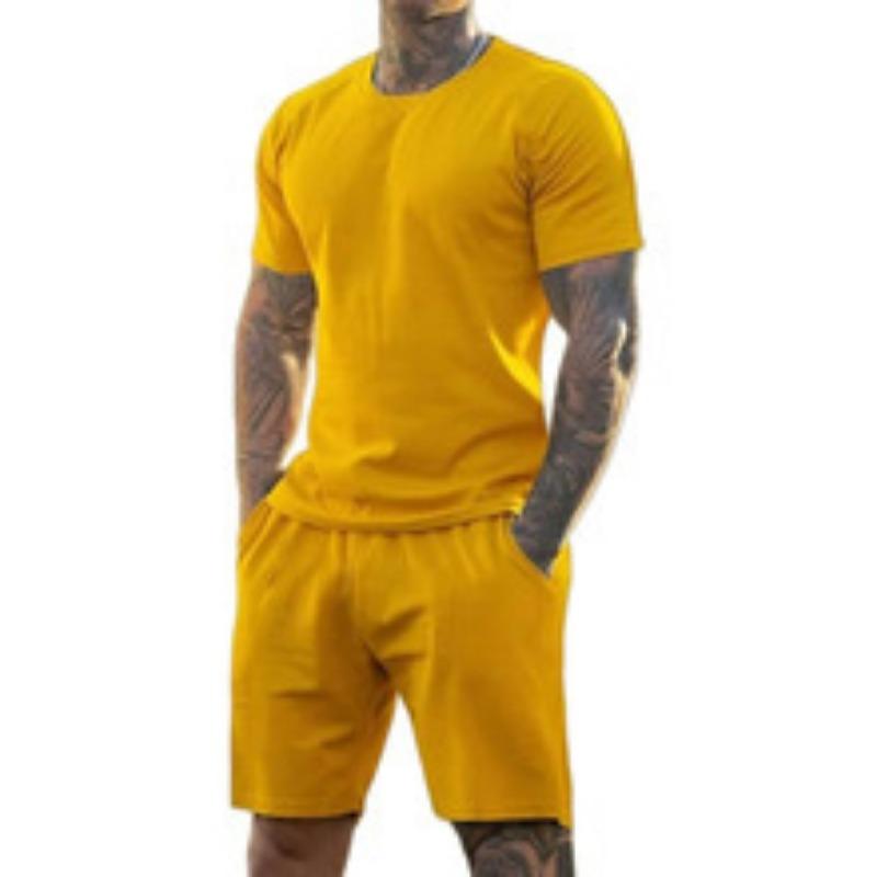 Sommer Herren Kurzarm Sport- und Freizeit Rundhals Fitnessanzug Herren Außenhandel T-Shirt Shorts
