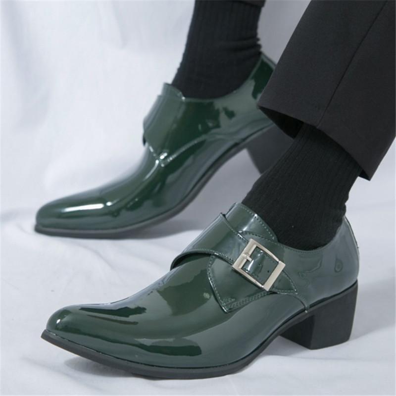 Eleganckie Mokasyny Monk Strap Męskie Designer W szpic Zielone Wsuwane Codzienne Buty Obuwie Ślubne Homecoming Zapatos Hombre