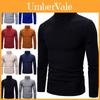 Men's Long Sleeve Solid T Shirt Cozy High Neck Turtleneck Pullover Sweater Top Ideal For Cool Days