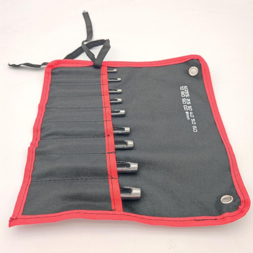 9PC Leather Punch Set Hollow Punch Hole Puncher Tool Kit For Canvas Bag Leather Hollow Round Hole Puncher