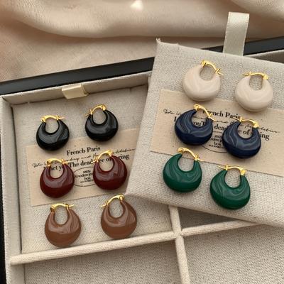 Minimalist Geometric Ring Earrings, Ear Buckles, Retro Colors, Light Luxury Fashion, Personalized Simplicity, High-End Niche Autumn