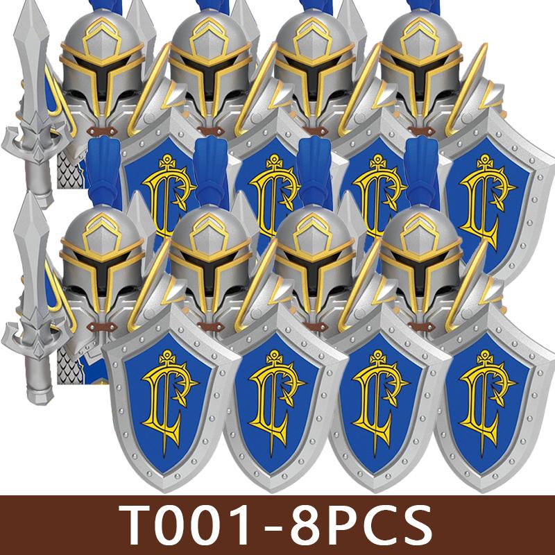 Medieval Castle Soldier Figures Building Blocks Military Dragon Knight Guard Armored Warrior Infantry Sword Spear Bricks Toy Boy