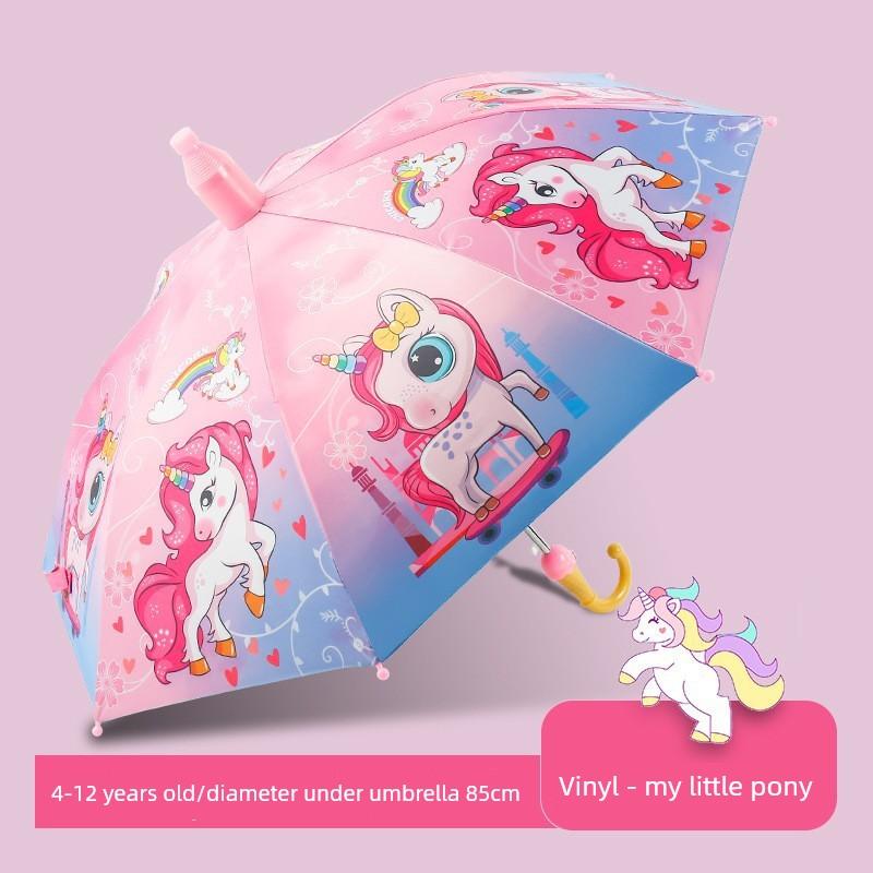 Creative Vinyl Sunshade Umbrella, Rain or Shine Long-Handle Children's Umbrella, Cartoon Kindergarten Children's Umbrella, Automatic Kids' Sun