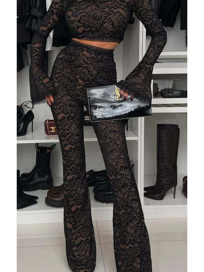 2025 European and American Spring/Summer Lace Slim-Fit Two-Piece Set for Women