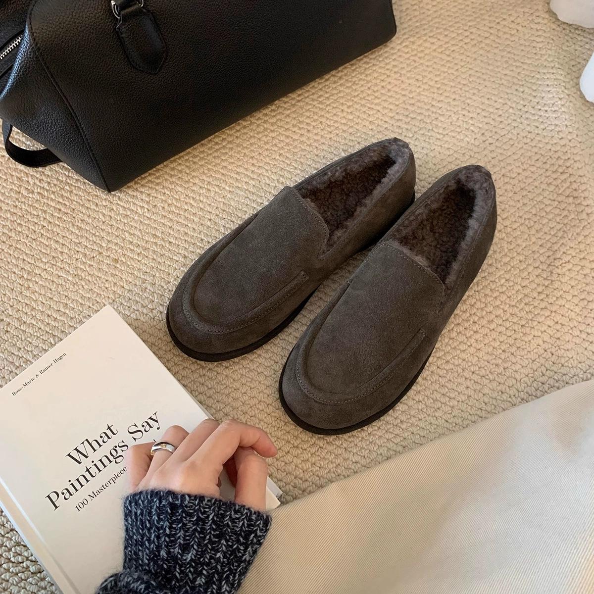 

Минималистичные плюшевые туфли-тапочки на плоской подошве с одним педальным приводом, пушистые, повседневные, универсальные, удобные и легкие 40 серый