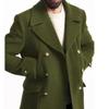 European and American Men's Mid-Length Wool Coat - British Style Fashionable Long-Sleeved High-Quality Design for 2025