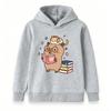Kids Boys Girls 100% Cotton Crew Neck Short Sleeve T-Shirt, Cute Capybara Reading Book Cat With Headphones Print Casual Comfy Tee For Daily School Pla