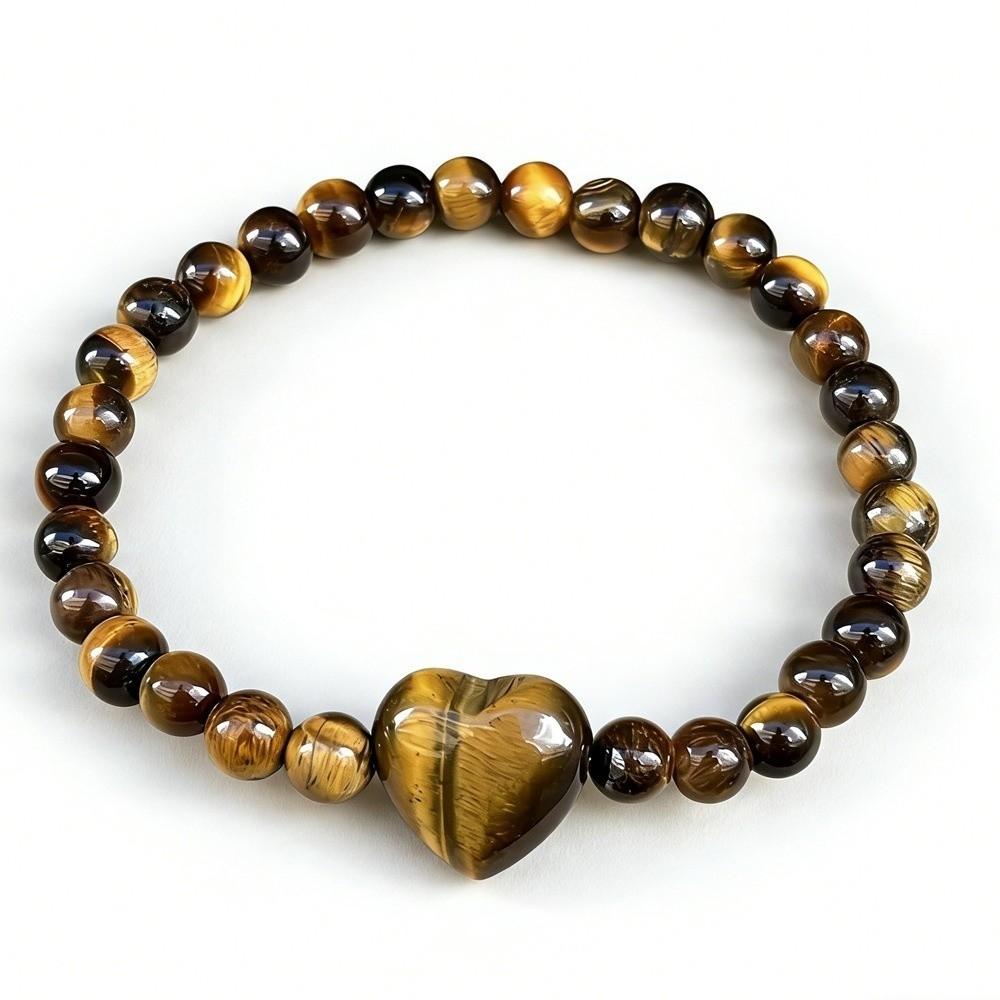 Natural Stone Beaded Bracelet Heart Couple Bracelet Elegant Strand Bracelets  Women Lovers