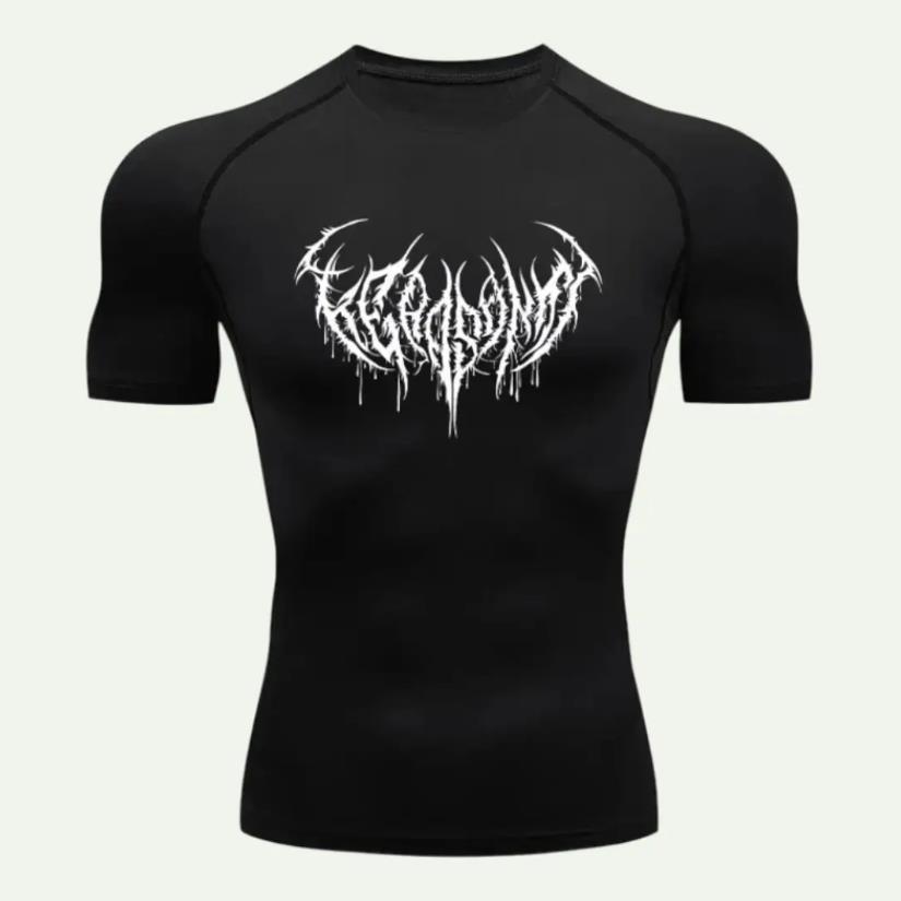 Y2K Compression Shirt Men Fitness Gym Skeleton Sport RunningSleeve T-Shirt For  T-Shirt Rashgard Tops Tee Quick Dry Short Men