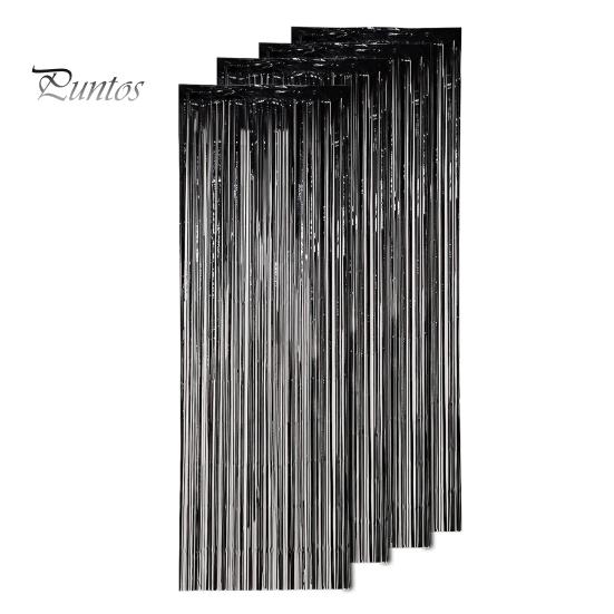 

4 шт. Легкі багаторазові блискучі фонові штори з бахромою для вечірок, днів народжень чорний