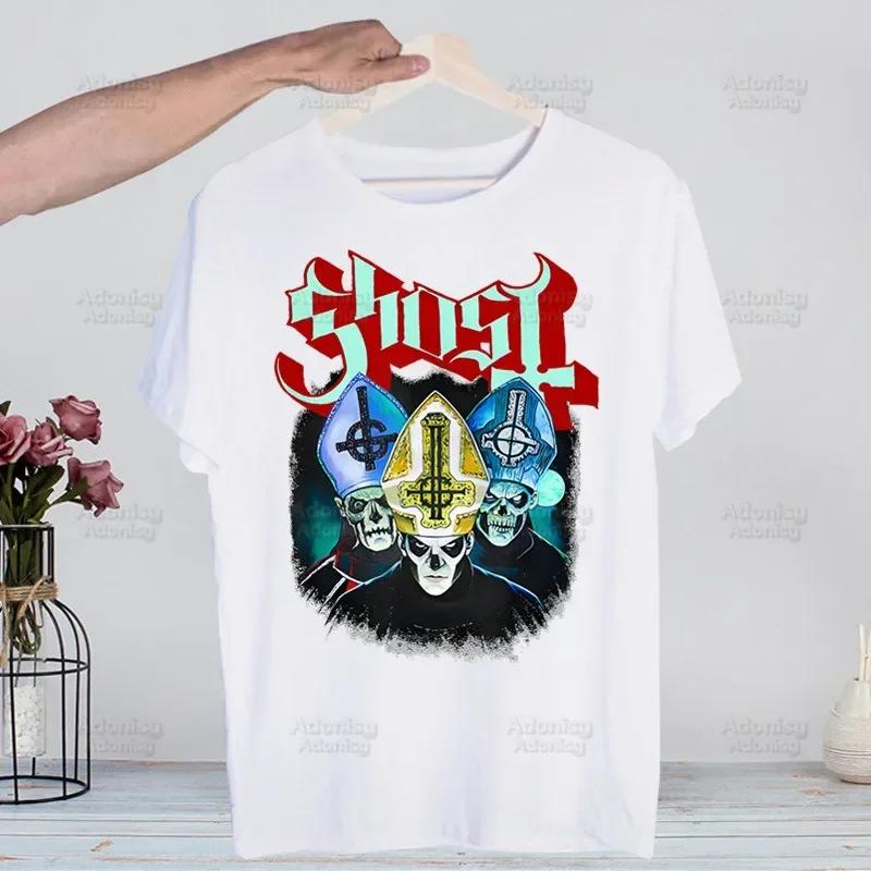 Ghost Band Heavy Metal Music Band Prevalent T Shirts print O-Neck Short Sleeve Regular Mens Heigh Quality Men Hip-Hop t Shirt