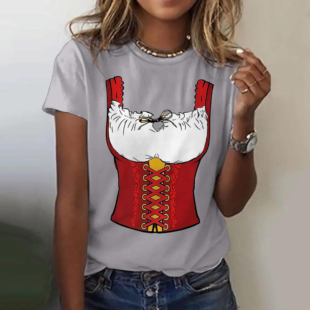 Women's Casual Pullover T Shirt Short Sleeve Round Neck Top Oktoberfest Print Tee Shirt for Festival and Everyday Wear