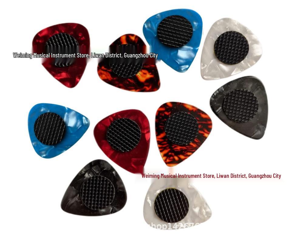 Guitar Pick Holder Grip - Round Pad Hand Grip 20 Pack Black Grip Pads (Includes 10 Picks)