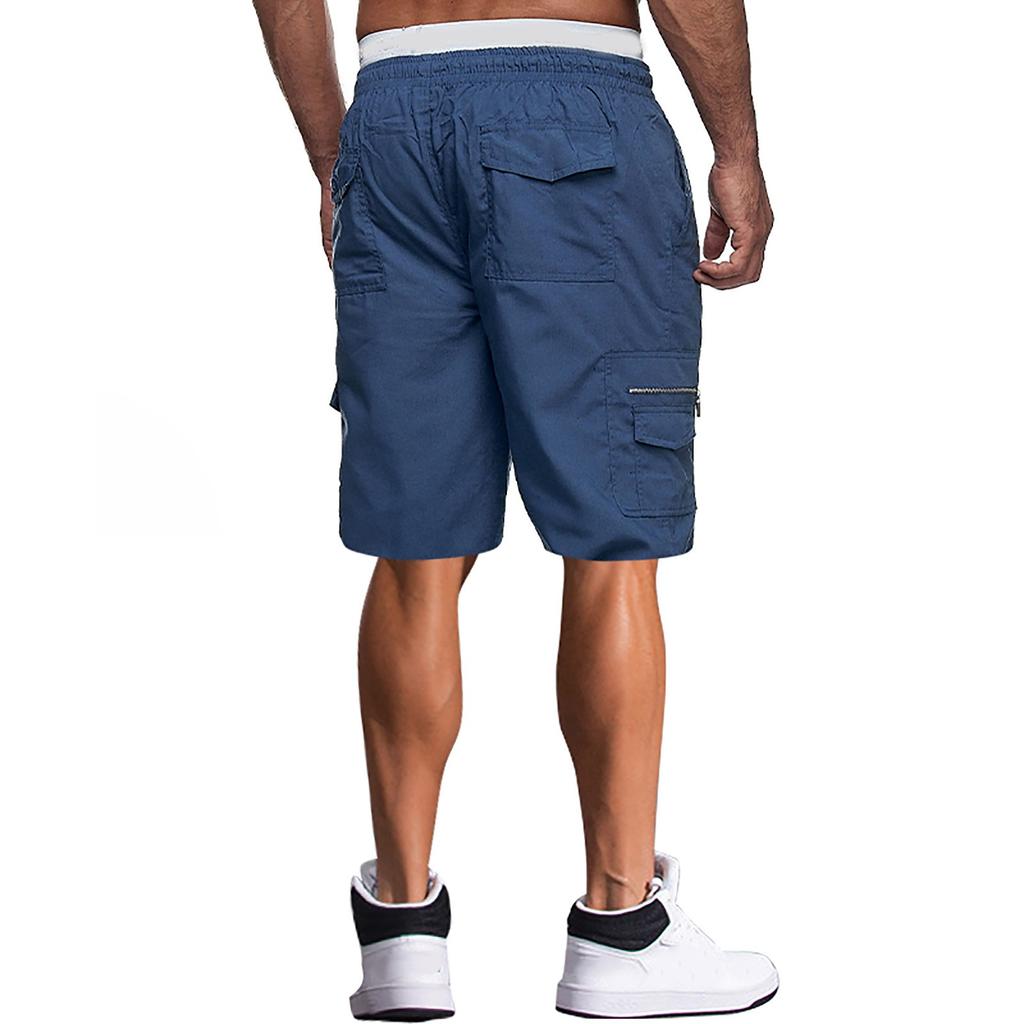 Men's Drawstring Belted Multi-pocket Cargo Shorts