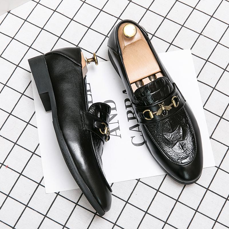 Fashion Summer Luxury Wedding Shoes Men's Luxury Crocodile Pattern Patent Leather Shoes Fashion Business Loafers Man Banquet Dress Shoes