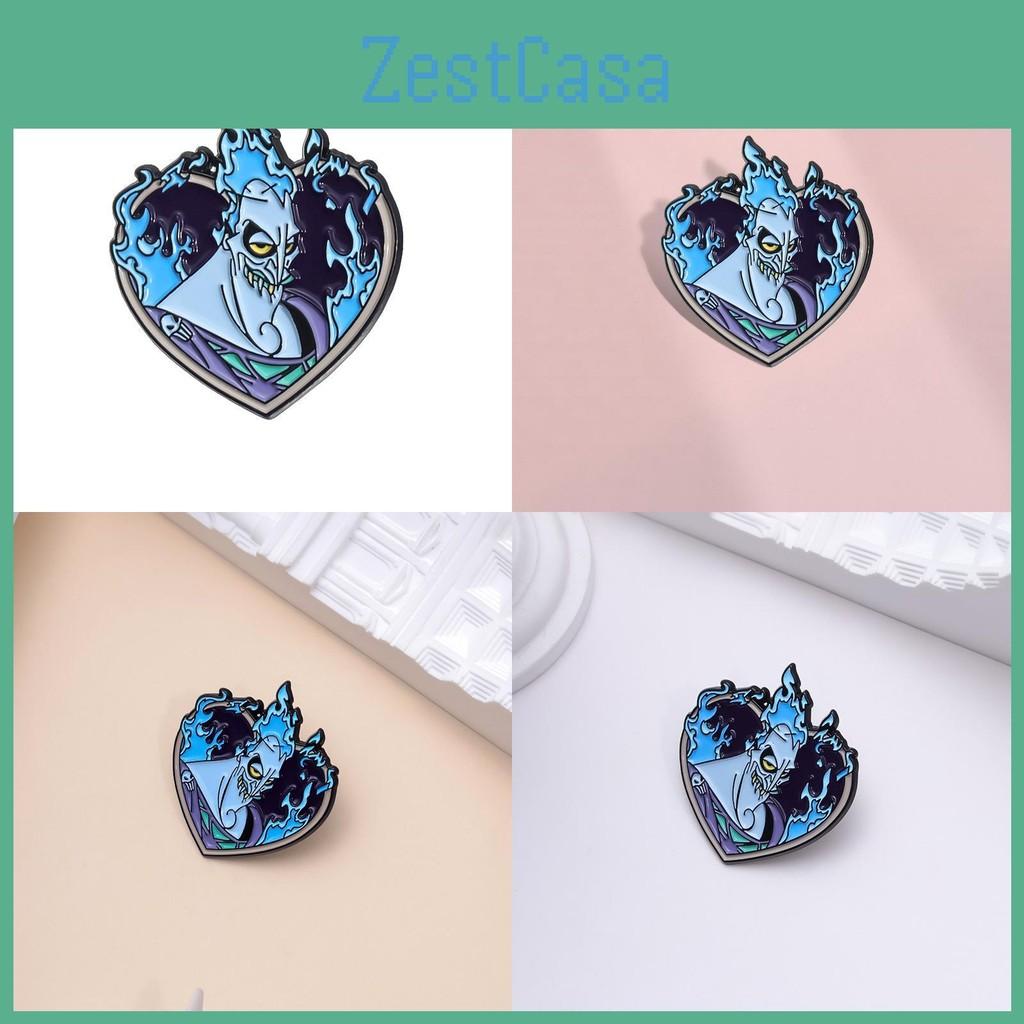 Expressive Shaped Heart Brooch With Blue Flame Cartoon Character For Trendy Outfit Accents