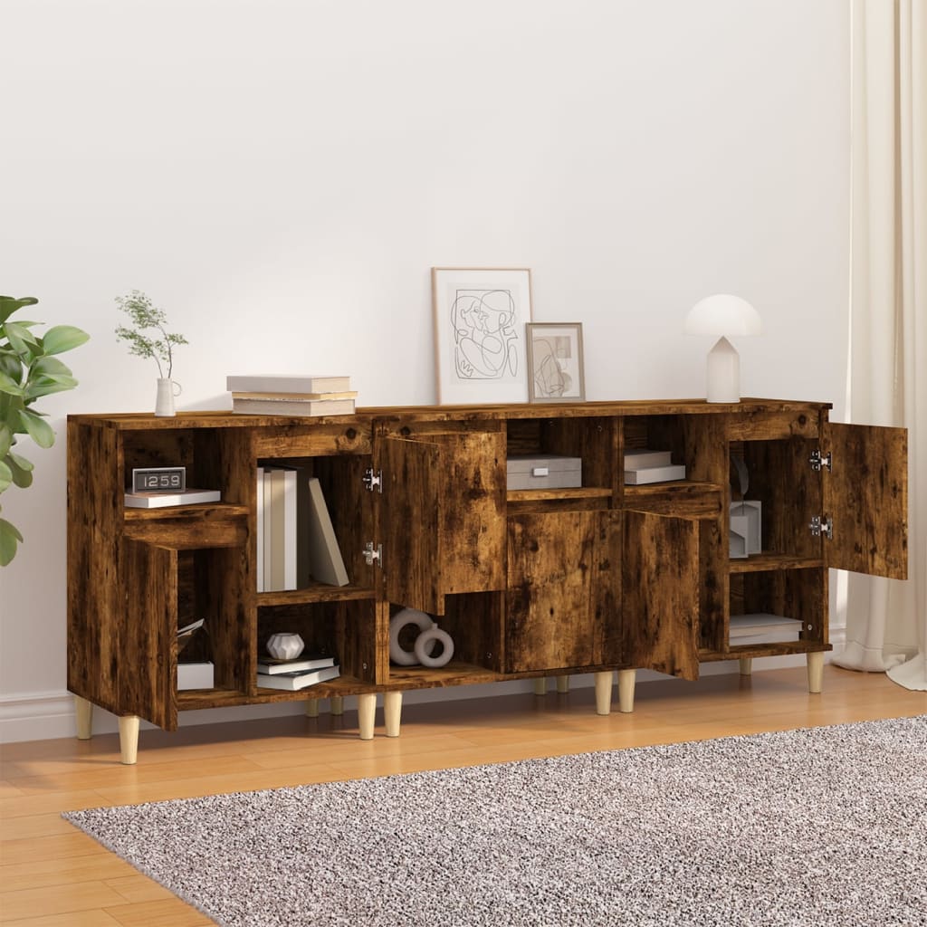 vidaXL Sideboards 3 Stk. Räuchereiche 60x35x70 cm Holzwerkstoff