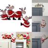 Christmas Door Frame Wooden Decoration Santa Claus Reindeer Autohesion Ornament Home Merry Party Entrance Xmas Festive Decor