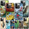 Trout Fish Fishing Case for Apple iPhone 14 11 7 SE 2020 8 X XS 13 12 Mini XR 15 Pro Max Silicone Black Soft Phone Cover