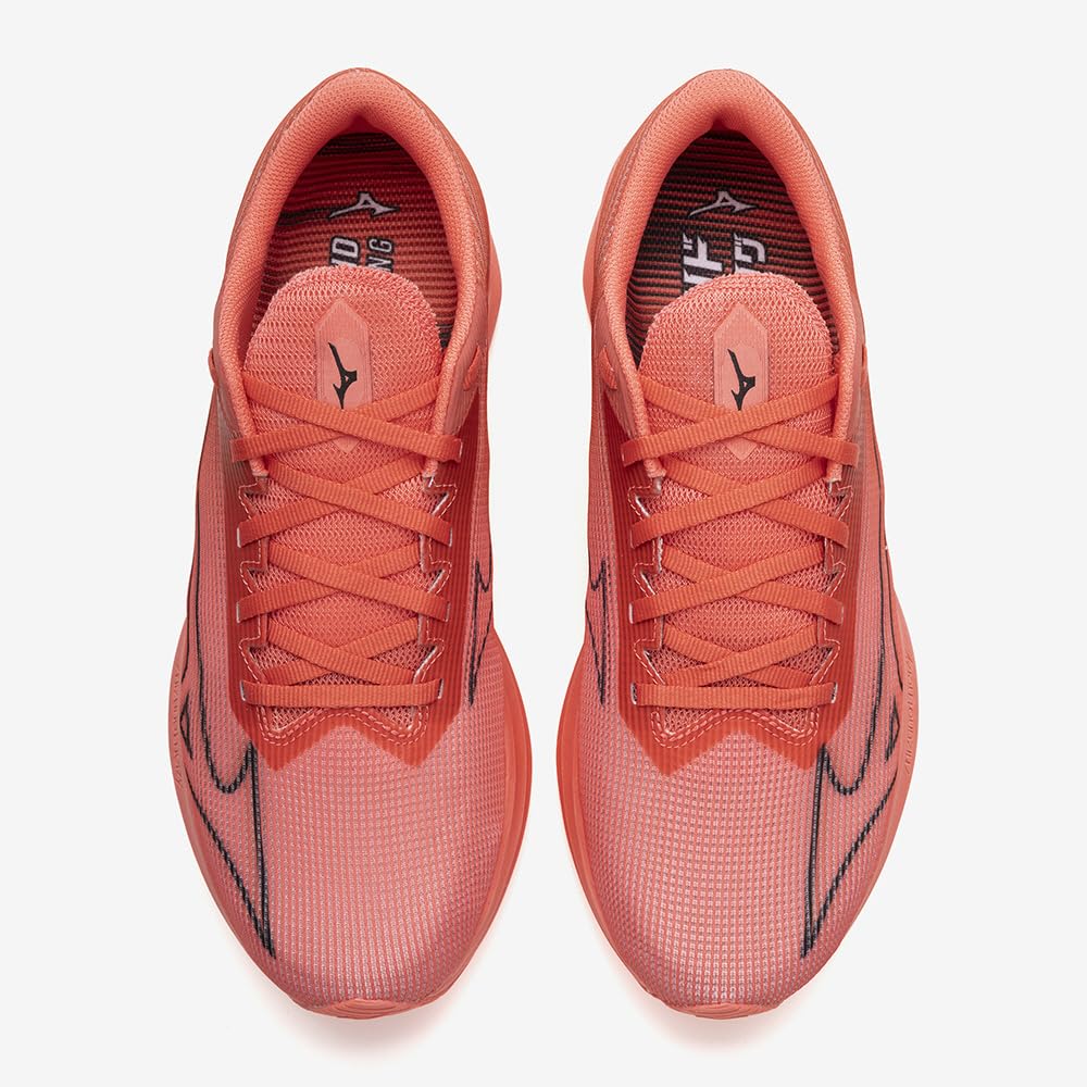 Mizuno Wave Rebellion Sonic 2 Running Shoes for Thick 2E Jogging, Marathon, Training, Sports, Lightweight, Resilient, Sole, Men's, Red/Black, 22.5 Cm,