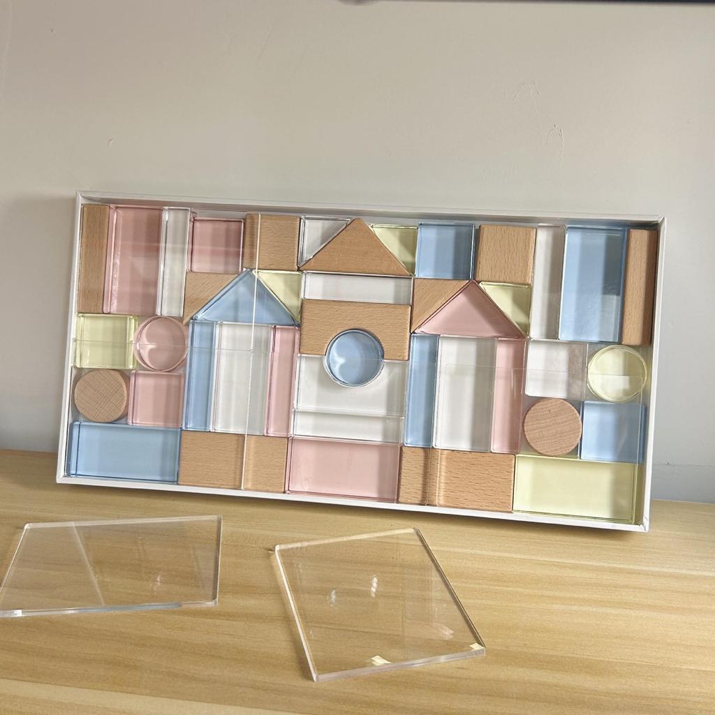 Transparent Rainbow 3D Building Blocks: Educational Acrylic Cubes for Children