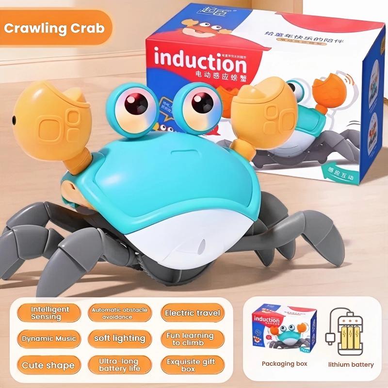 Crawling Crab Toys for Babys Rechargeable Crab Run Away with Music Led Light Up Toddler Gifts Electric Induction Escape Toys