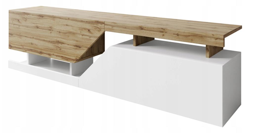 TV Cabinet for Living Room Under TV Double 160 White Wotan Oak