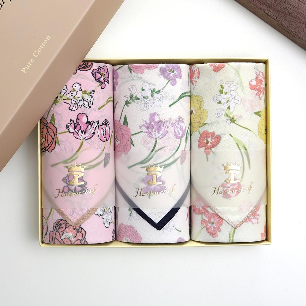 43cm Combed Cotton Ladies' High-Grade Wedding Favor Printed Handkerchief - Old-Fashioned Thin, Soft Hand Towel