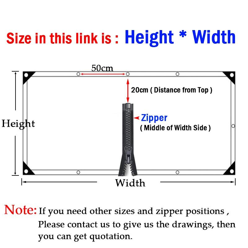Tarpaulin With Zipper Garden Succulent Shed Rainproof Cover Pergola Terrace Waterproof Canopy Balkon Clear Tarp Camping Canvas