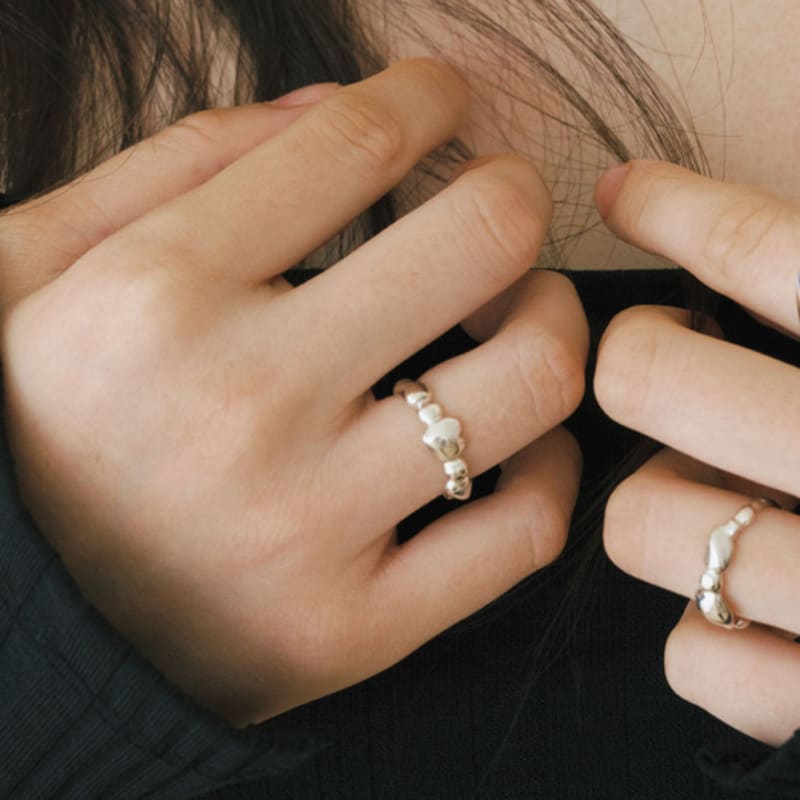 DOL silver 925 Mini Heart Pebble Ring