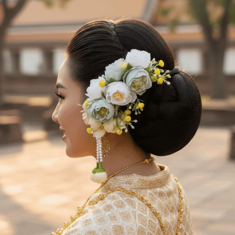 Tassel Thailand Flower Hairpin Sweet Wedding Bride Accessories Thai Hair Accessories  Headwear