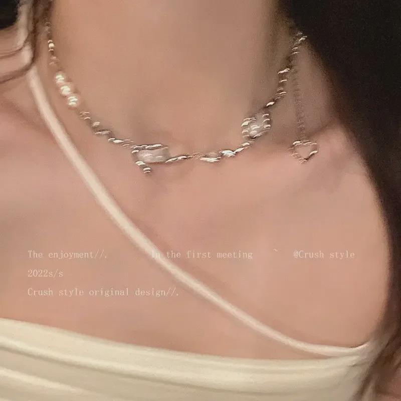 Unregelmäßige Perlen Spleißkette - Elegante und trendige Schlüsselbeinkette für Damen