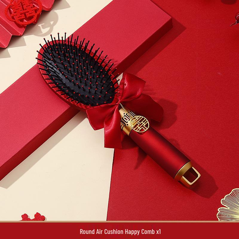Red Wedding Comb & Cushion Set: Bridal Dowry Gift Box with Mirror
