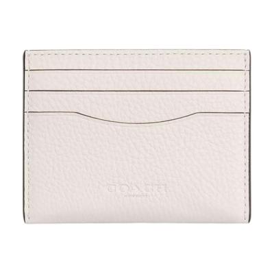 Card Case 10 Logo Embossed Slim Design Exquisite Pebble Grain Leather Women Card Case Chalk-White CP209-CHK