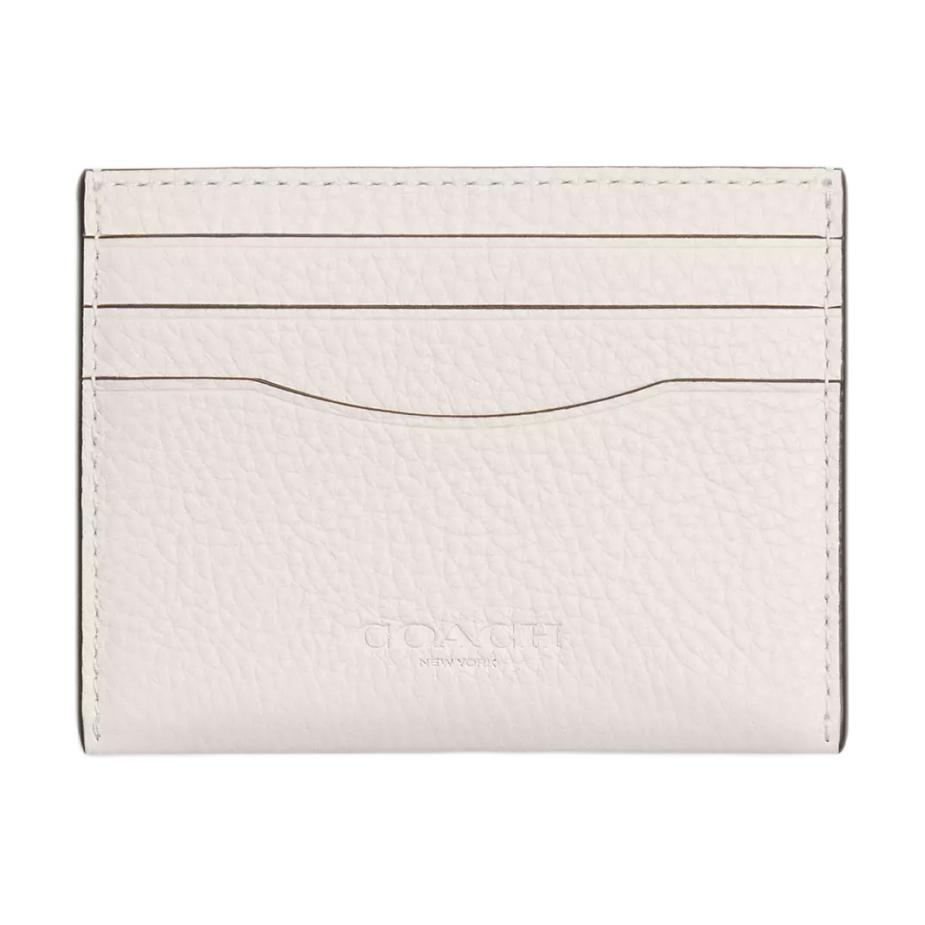 Coach Card Case 10 Logo Embossed Slim Design Exquisite Pebble Grain Leather Women Card Case Chalk-White CP209-CHK Chalk White