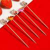1Pc 100 Sticks Christmas New Year Fruit Forks, Creative Art Toothpicks Disposable Fruit Sticks for Party Dessert Table Decor