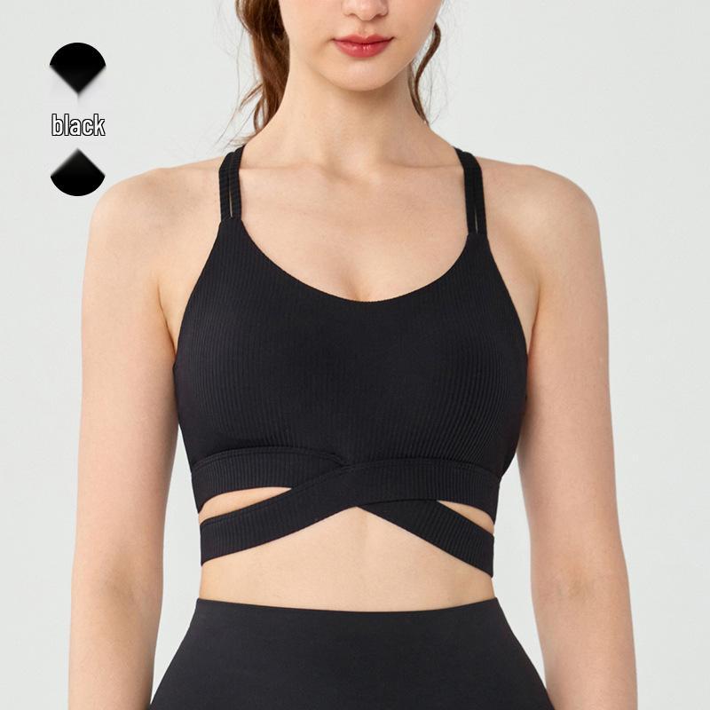 

Women s Criss-Cross Double Strap Sports Vest: Breathable, Supportive Yoga Top Small чорний