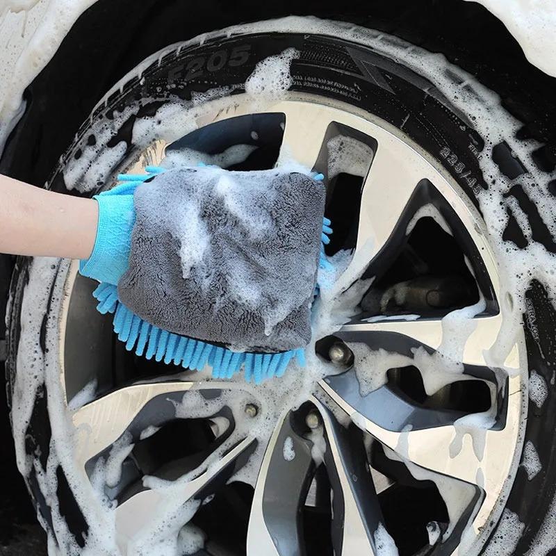 Car Wash Glove Coral Mitt Soft Anti-scratch for Auto Wash Multifunction Thick Cleaning Glove Car Wax Detailing Brush