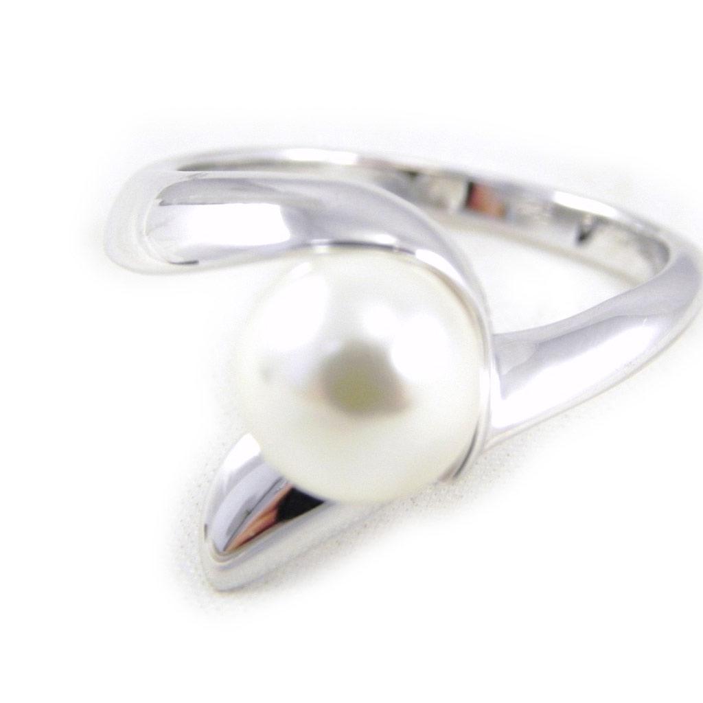 Silver Ring 'Perla' Silvery White (rhodium) - 8 Mm