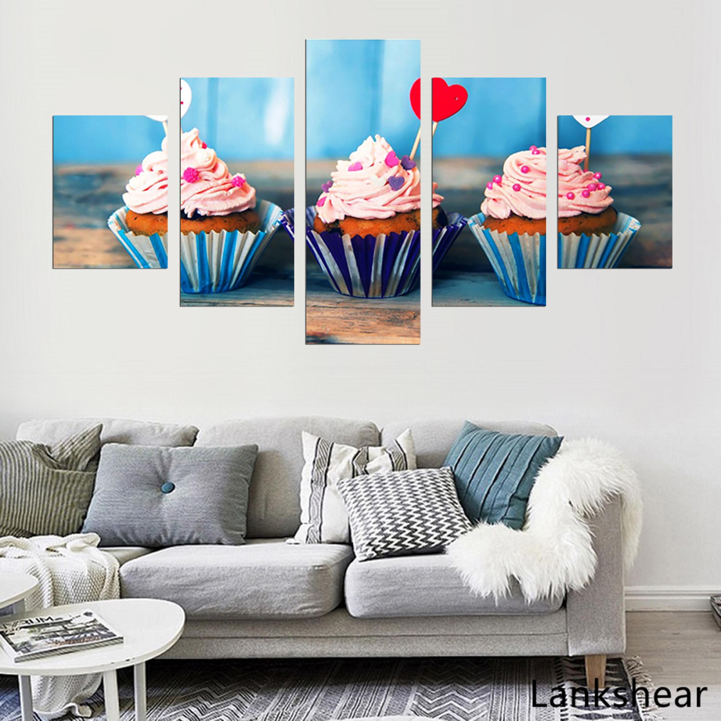 

Кекс Сердце 5 шт. HD Печать Холст Художественный Плакат Модульная Настенная Живопись Кухня Домашний Декор Современная Картина Фрески Диаграмма Спальня 20x35cm*2 20x45cm*2 20x55cm*1