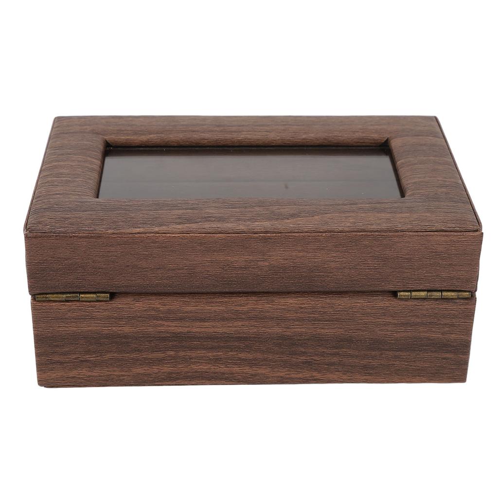 Klocklåda i trä 3 fack Metallgångjärn Naturligt vintagemönster Klockdisplayfodral för klockor Brun