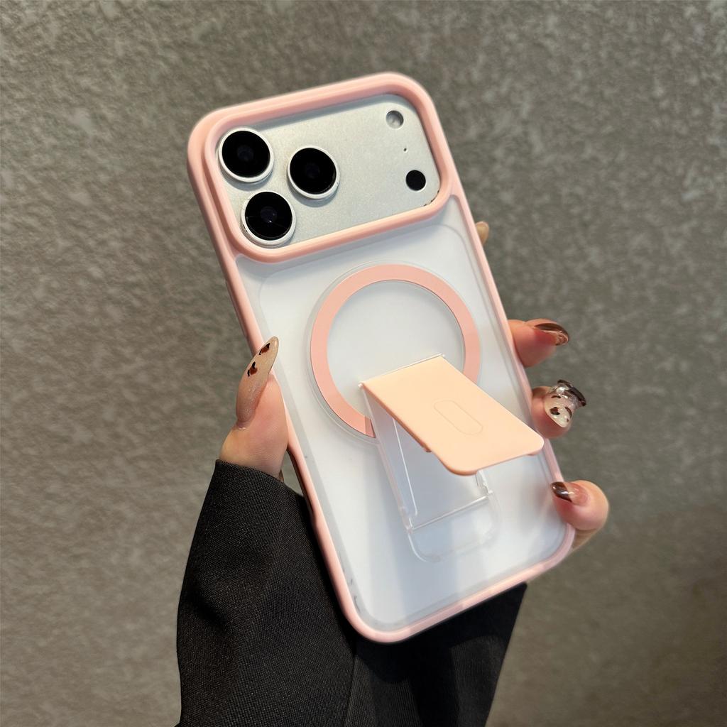 For iPhone 17 Pro Max Case Compatible with MagSafe Foldable Kickstand Skin Touch PC TPU Phone Cover
