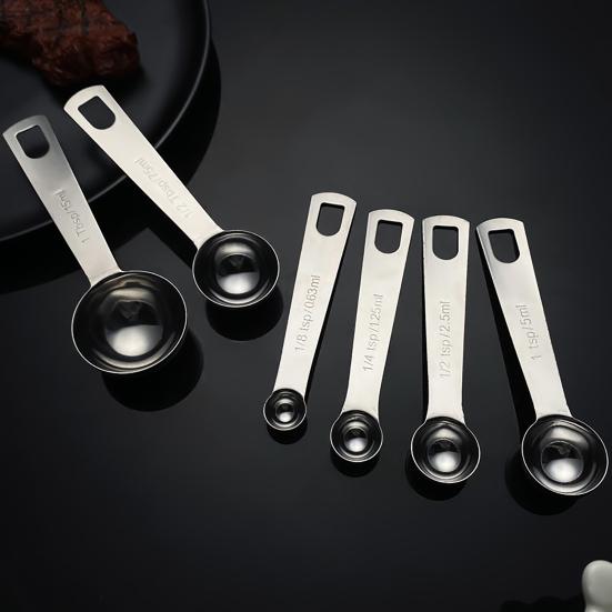 Stainless Steel Measuring Spoon Set with Scale Accurate Dosage Measuring Spoon Dishwasher Safe Kitchen Gadget for Coffee Milk Powder Spices
