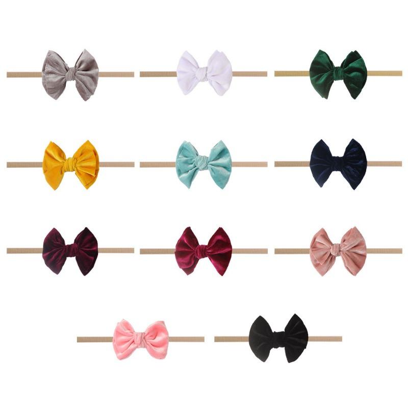 

Новая детская повязка на голову с бантом из золотого велюра, не повреждающая кожу, аксессуары для волос, повязка на голову для младенца