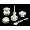 Silver Plated Pooja Thali Set 17.78 CM Festival Ethnic Puja Thali Items for Diwali Daily Home Mandir Office Wedding Return Gift